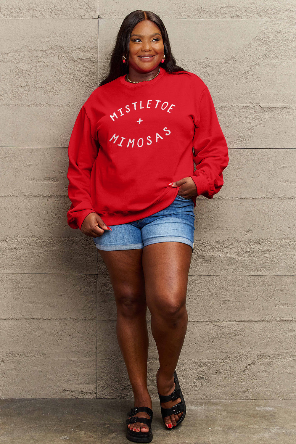 Simply Love MISTLETOE MIMOSAS Long Sleeve Sweatshirt