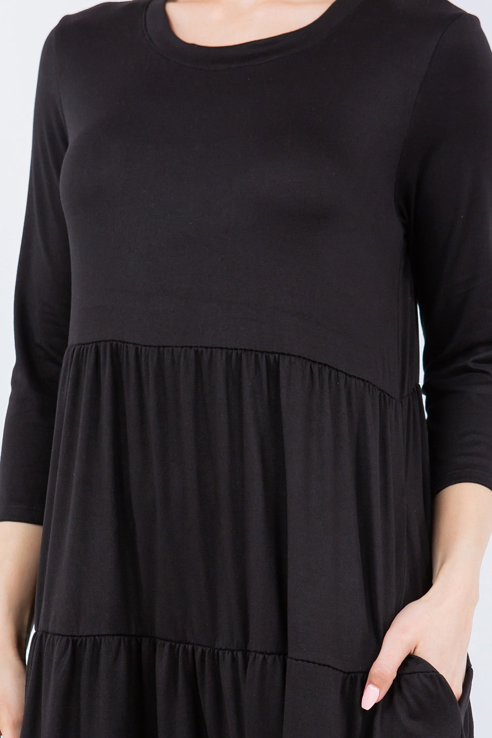 Celeste Dress Up Tiered Midi Dress with Pockets