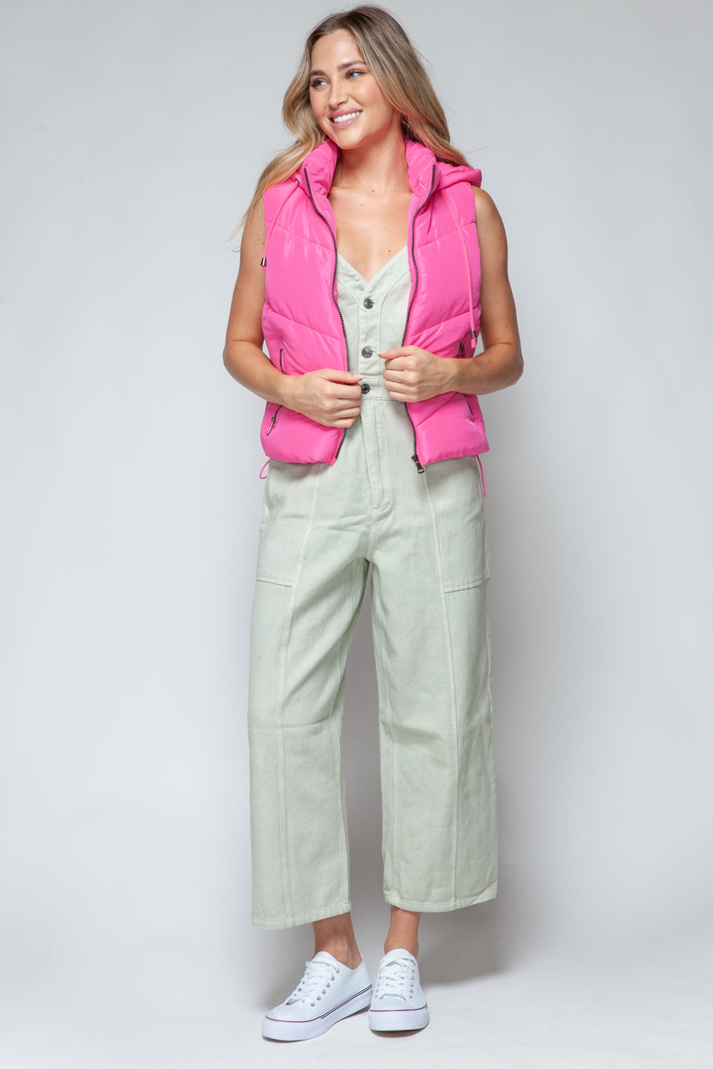 Snobbish A Quilted Beauty Zip Up Quilted Hooded Vest in Pink