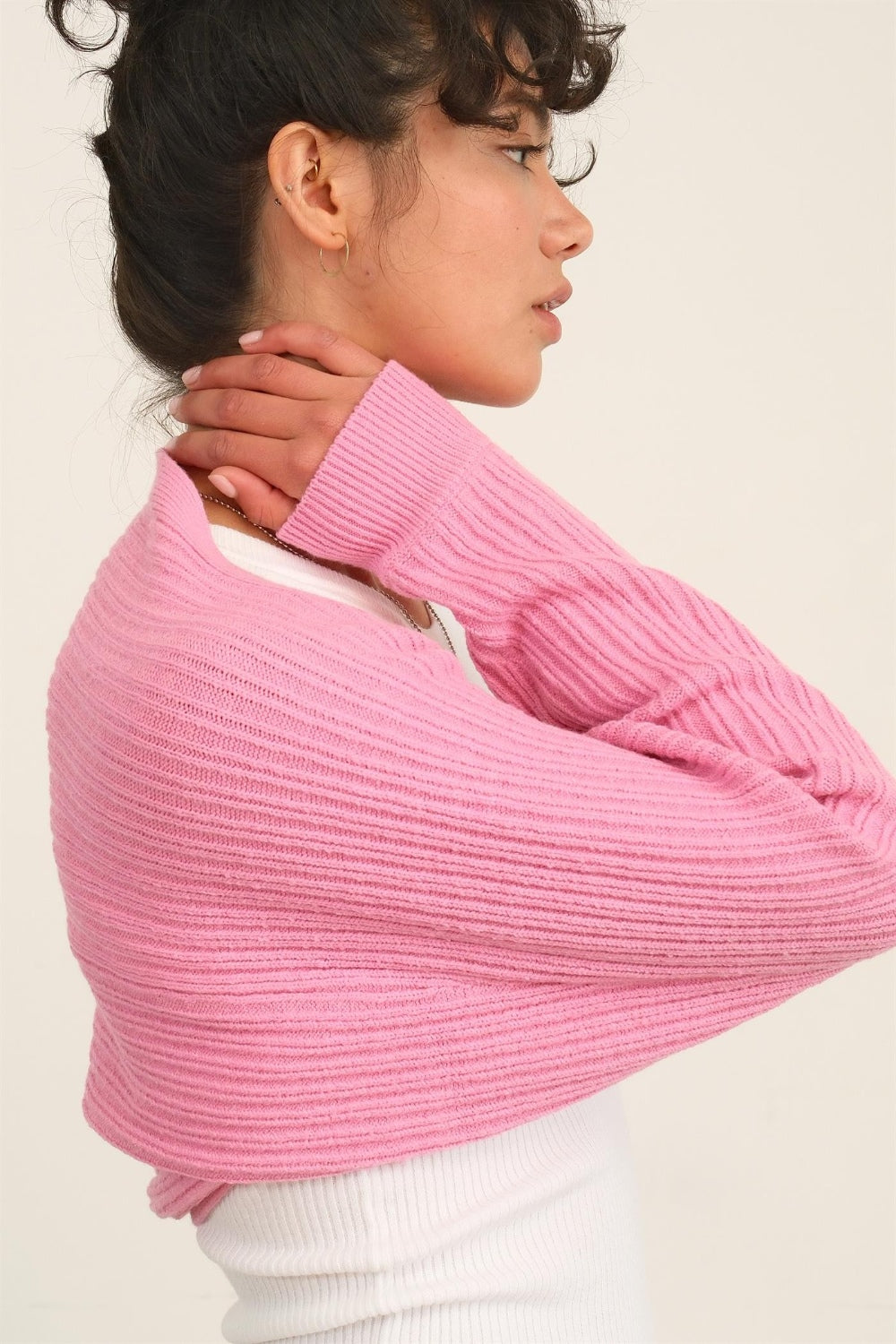HYFVE Love In A Hug Ribbed Knit Bolero Cardigan
