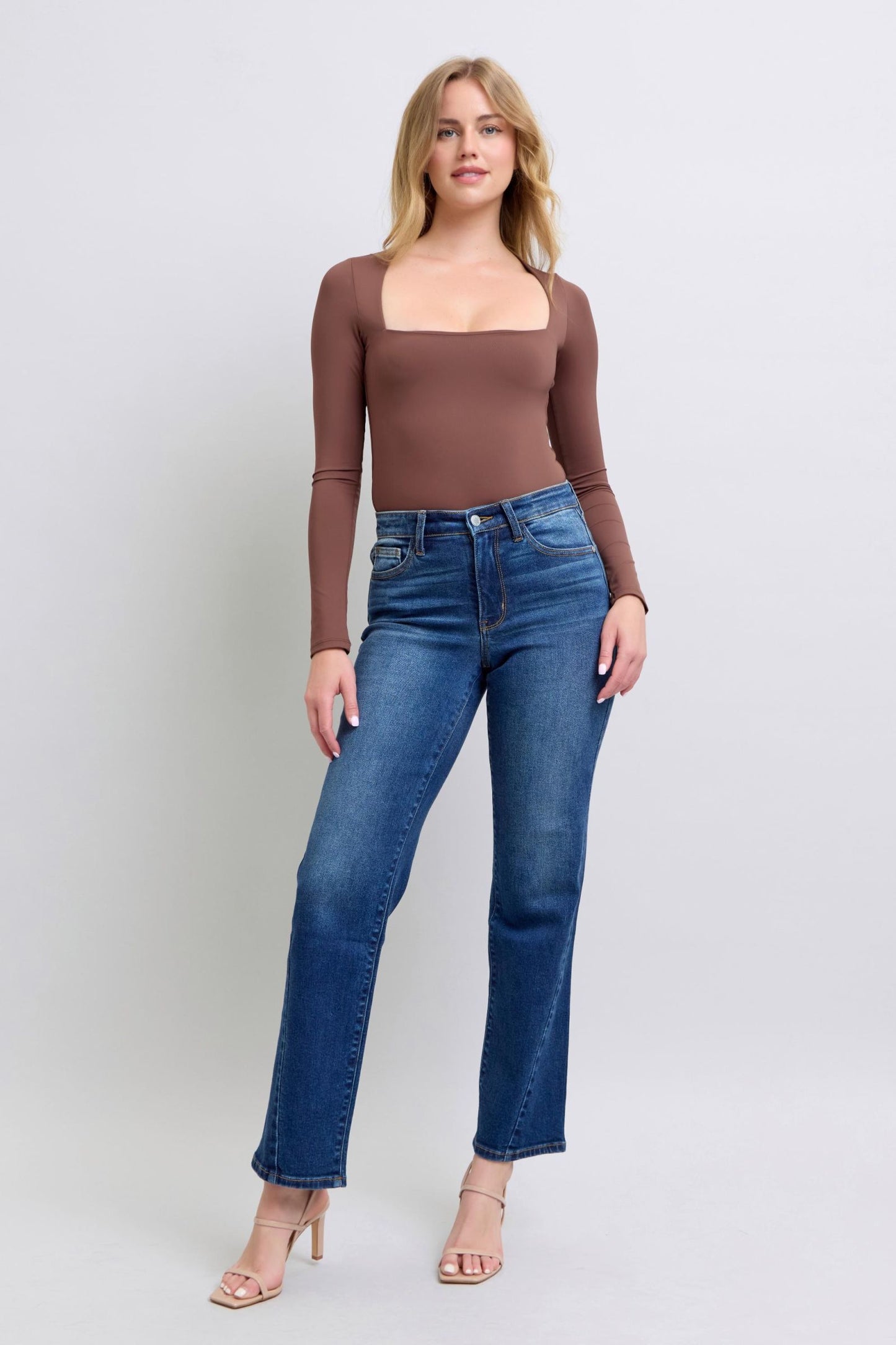 Judy Blue Mel Side Seam Detail Straight Jeans with Pockets