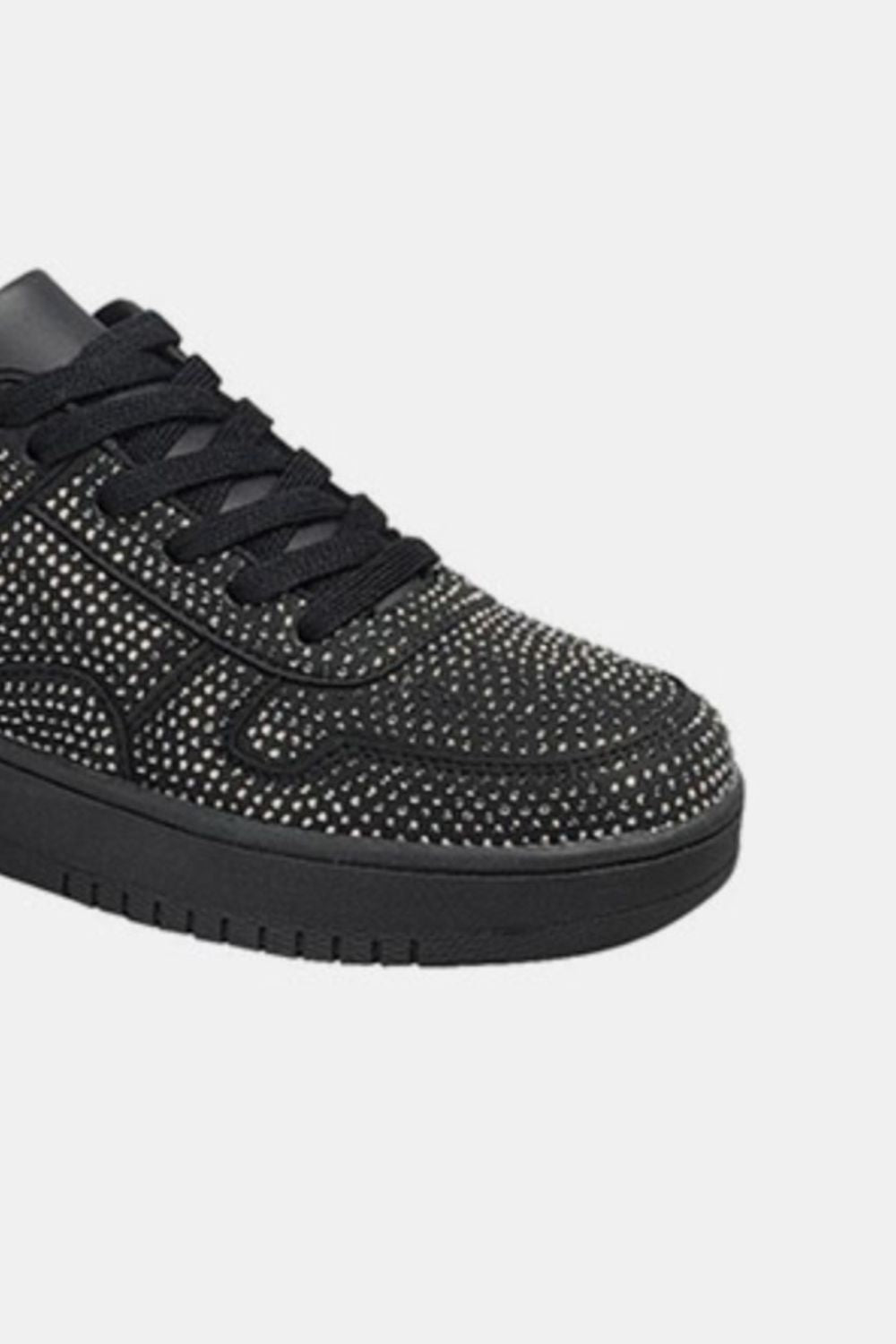 Forever Link Stepping Out In Sparkle Rhinestone Platform Flat Sneakers in Black