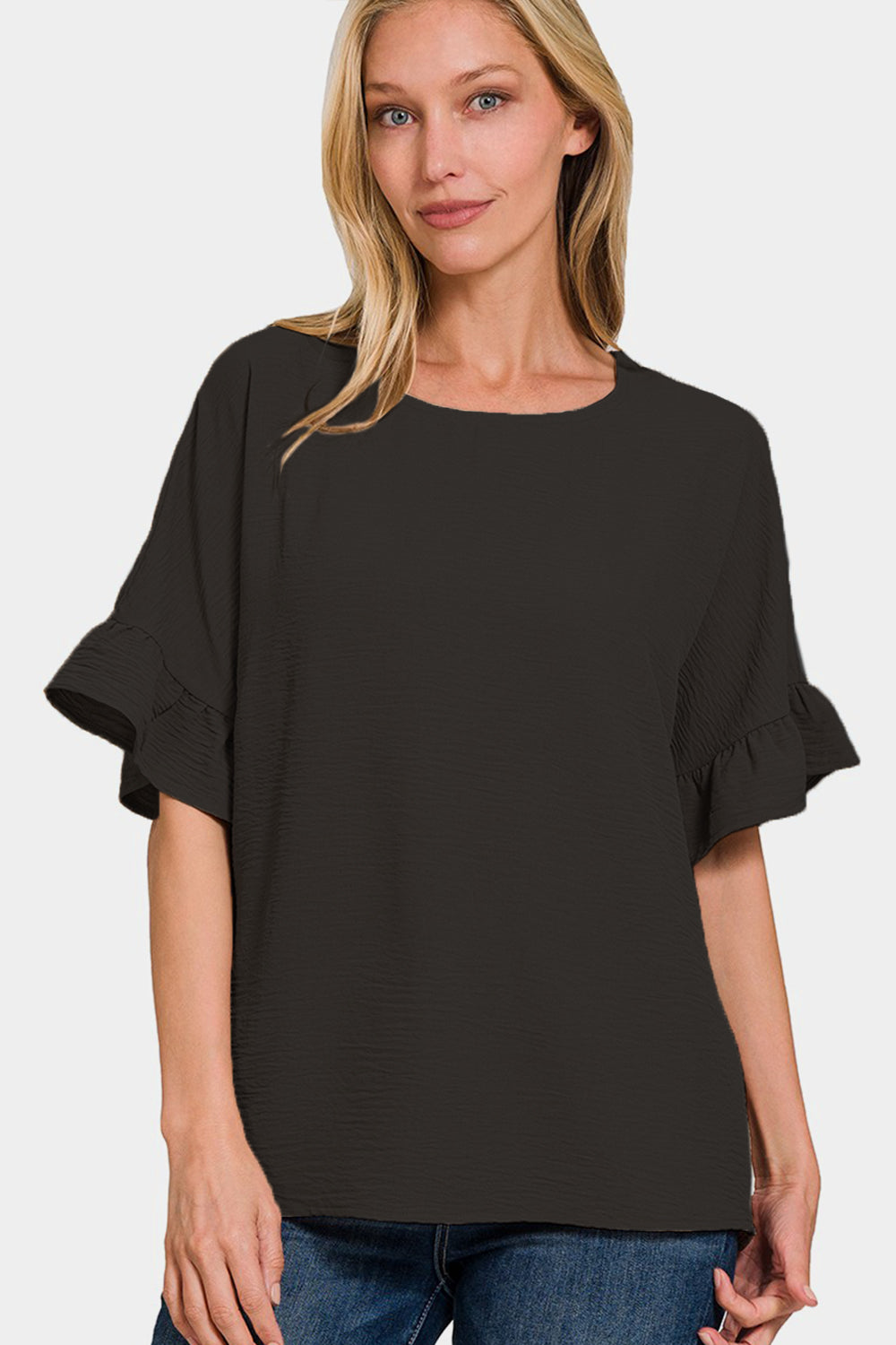 Zenana She Spreads Her Wings V-Neck Flutter Sleeve Top
