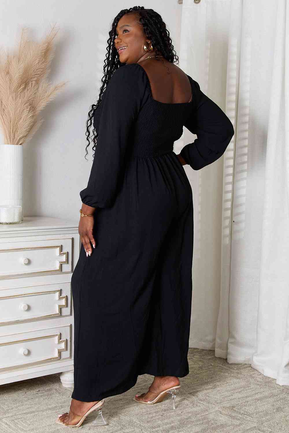 Double Take Twilight Square Neck Jumpsuit with Pockets