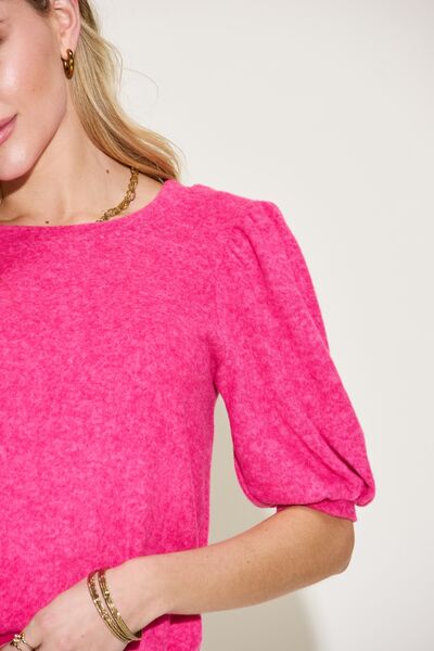 Zenana I Believe In Fuchsia Lantern Half Sleeve Sweater
