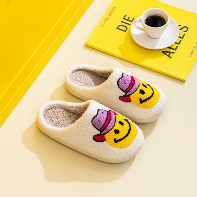 Melody A Perfect Day Smiley Face Cozy Slippers in Cowboy Smile