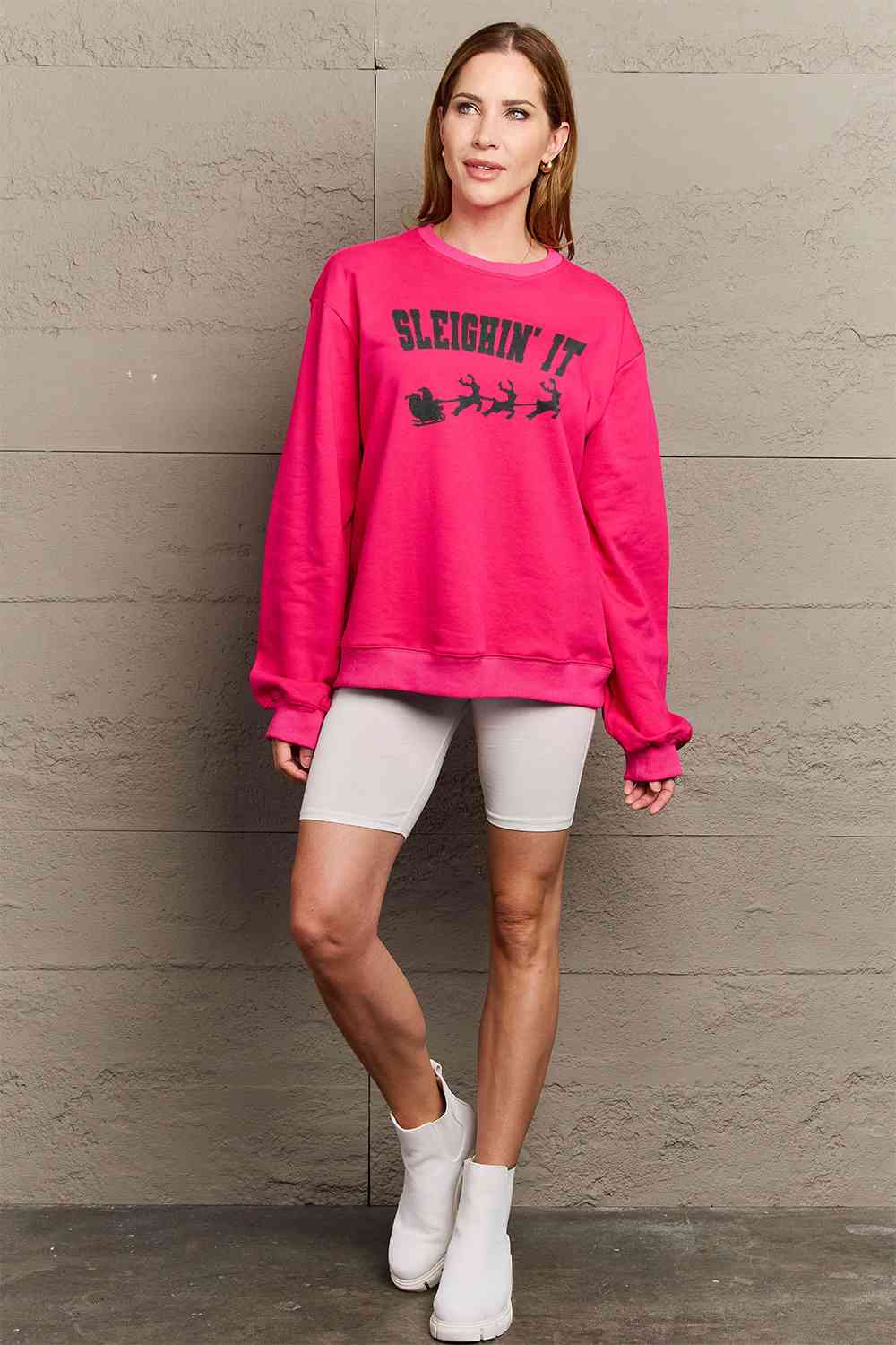 Simply Love SLEIGHIN' IT Graphic Sweatshirt
