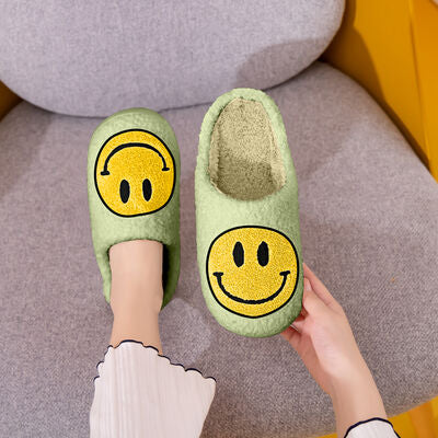 Melody A Perfect Day Smiley Face Cozy Slippers in Mint/Yellow