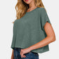 Zenana Keep It Simple Short Sleeve Crop T-Shirt in Ash Jade