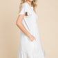 Culture Code Saving You Time Short Sleeve Ruffled Asymmetric Hem Dress in Soft White