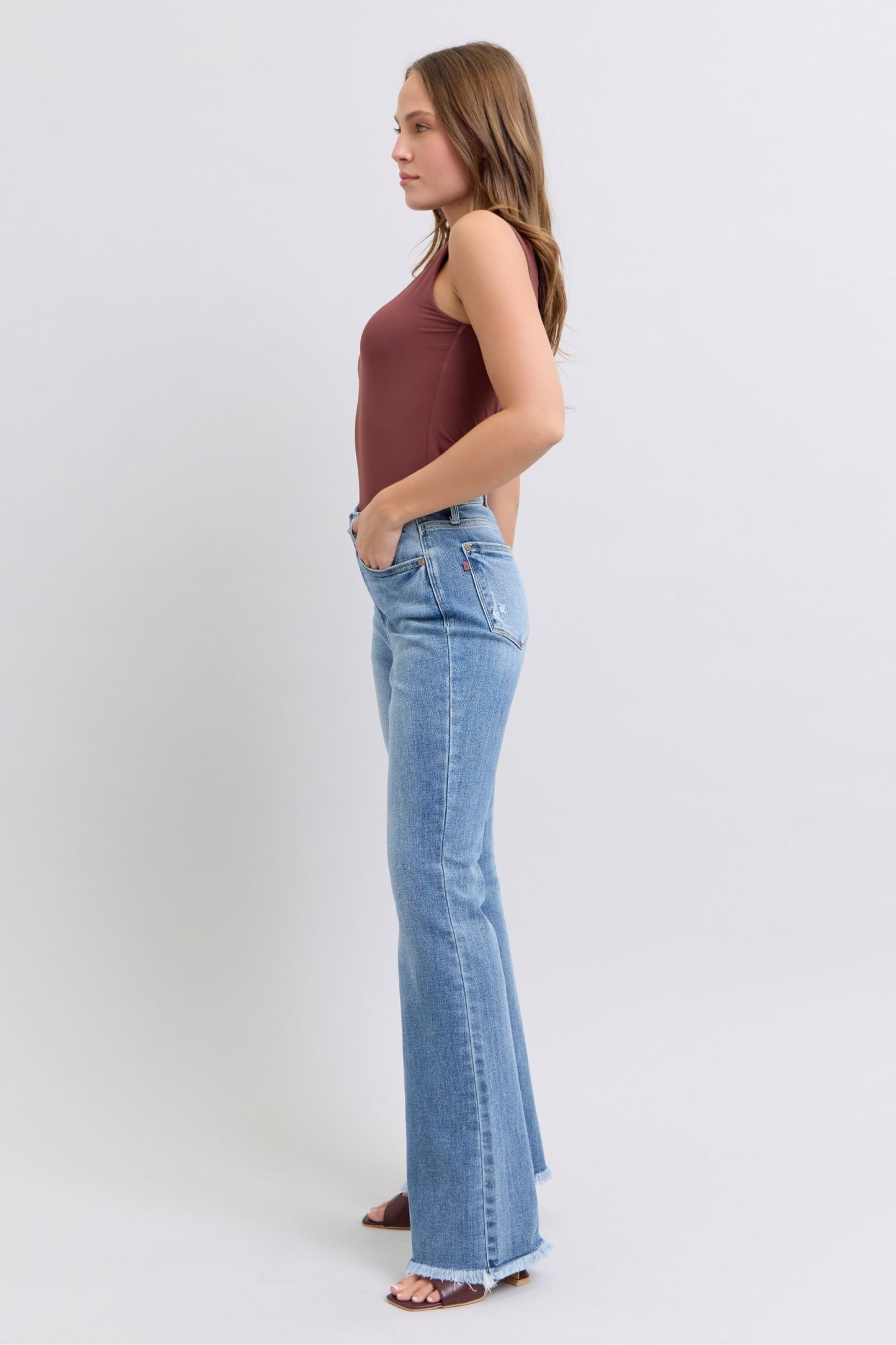 Judy Blue Tiffany Raw Hem High Rise Bootcut Jeans