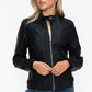 Snobbish Born To Ride PU Leather Biker Jacket with Side Zip Pockets in Black