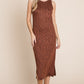 BOMBOM For The Night Slit Sleeveless Midi Dress in Rust