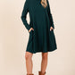 Mittoshop Ready To Go Mock Neck Long Sleeve Dress with Pockets in Hunter Green