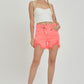 RISEN Carla Raw Hem Asymmetrical Waist Denim Shorts