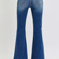 RISEN Star Distressed Button-Fly Flare Jeans