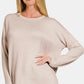 Zenana Lined Up Ribbed Striped Long Sleeve T-Shirt in Ash Mocha