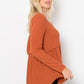 Be Stage Be The One Texture Babydoll Long Sleeve Knit Top