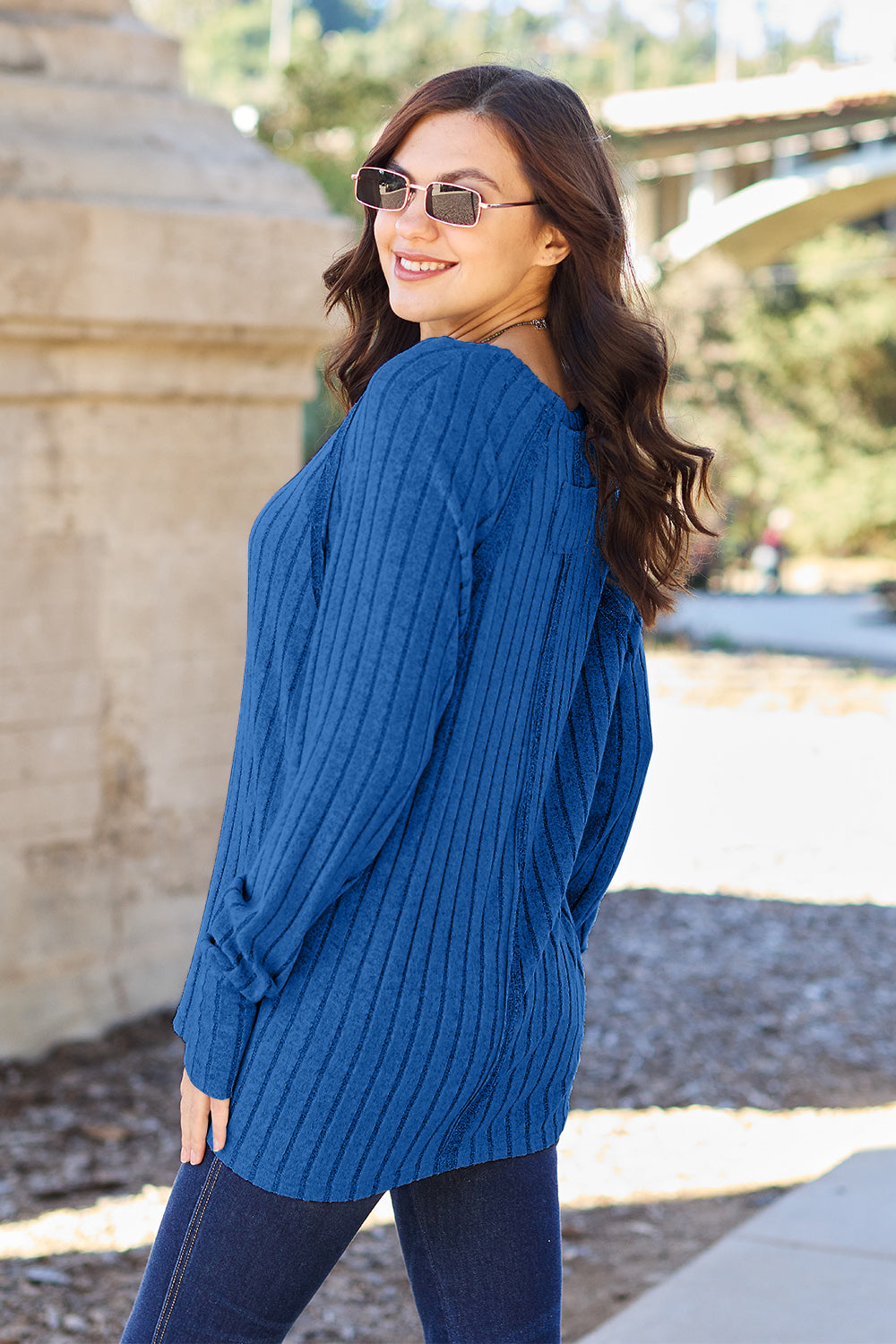 Basic Bae Ready to Slay Ribbed Round Neck Long Sleeve Knit Top