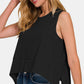 Zenana Another Day Exposed Seam Slit Tank in Black