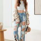 Litz La Andrea Frayed Cut Distressed Jeans