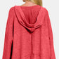 Zenana Seam Statement Brushed Hacci Exposed Seam Hoodie in Red