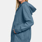 Zenana You Have My Heart Half Snap Long Sleeve Hoodie with Kangaroo Pocket in Dusty Blue