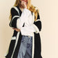 Davi & Dani Just Breathe Fuzzy Trim Open Front Loose Fit Cardigan