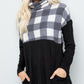 Celeste Plaid Days Pocketed Turtleneck Long Sleeve Blouse