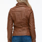 YMI Hooded and Happy Removable Faux Layered Multi-Pocket Jacket with Fuzzy Hood in Rust