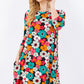 Celeste Summer Glowing Floral Three-Quarter Sleeve Dress with Pockets