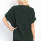 Be Stage Knit and Shimmer Lurex Center Elastic Cinched Knit Top in Hunter Green