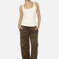 Mono B Leap Of Faith Elastic Waist Corduroy Cargo Pants in Olive Brown