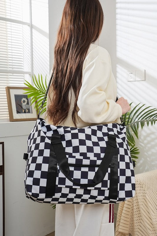 Zenana By My Side Checkered Multi-Pocket Travel Bag