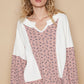 POL A Touch of Sunshine Waffle Knit Floral Notched Neck Long Sleeve Top in White