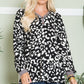 Celeste Embracing Wild V-Neck Long Sleeve Blouse in Black Leopard
