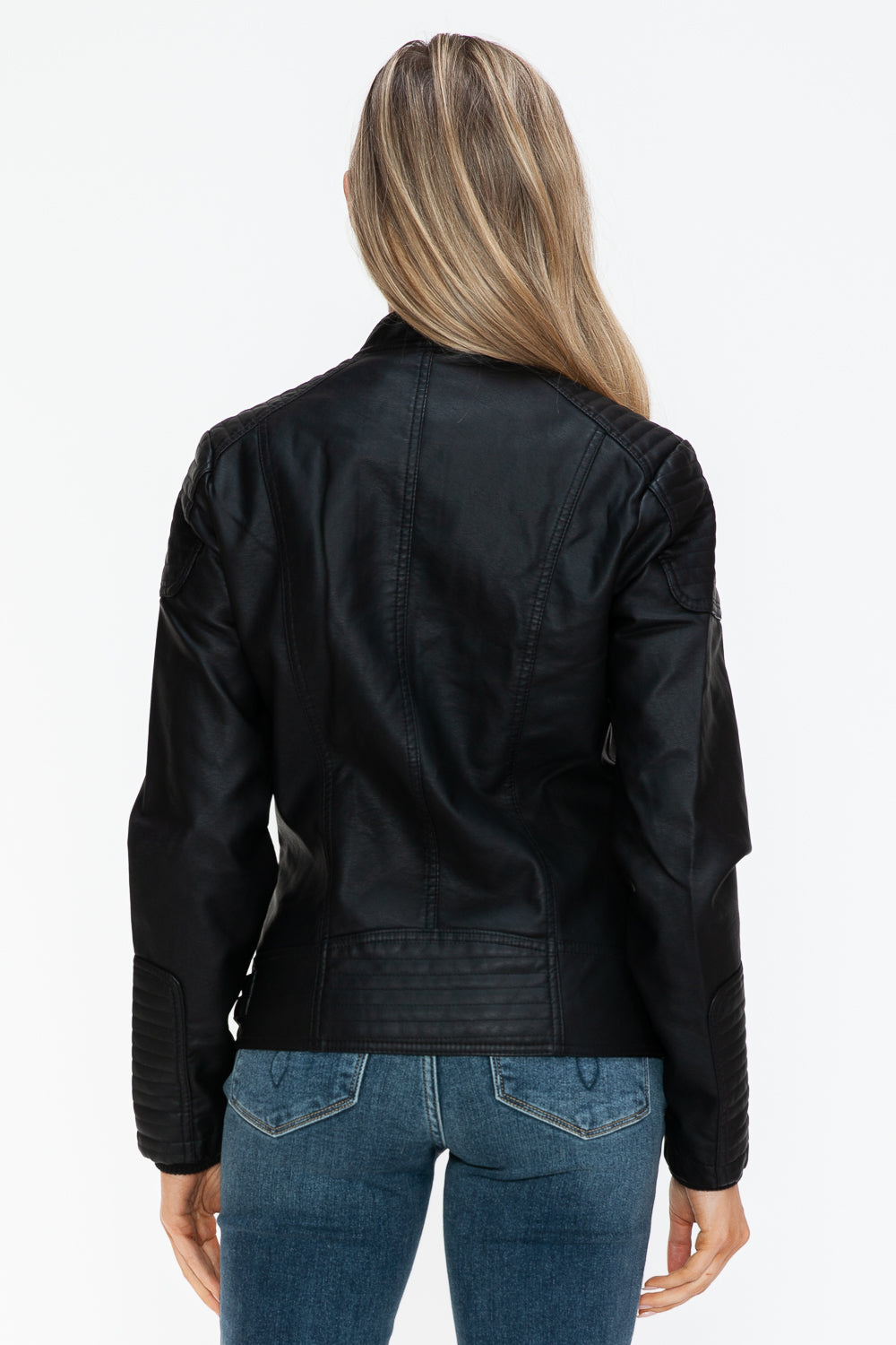 Snobbish A Wild Ride Faux Leather Biker Jacket with Side Zip Pockets in Black