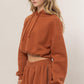HYFVE Bubbly and Cozy Bubble Hem Cropped Hoodie in Chocolate
