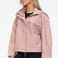 How Dare U My Favorite Layer Drawstring Hem PU Leather Zip Up Jacket in Mauve