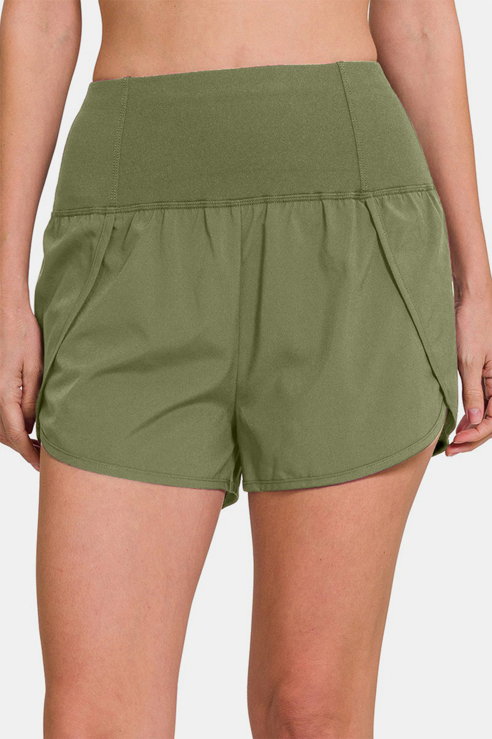 Zenana Work It Out High-Waisted Zippered Back Pocket Active Shorts