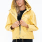 How Dare U My Favorite Layer Drawstring Hem PU Leather Zip Up Jacket in Pale Yellow