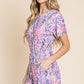 BOMBOM Flower Bed Dreams Print Short Sleeve Romper with Pockets in Plum