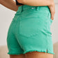 RFM Gina Tummy Control High Waist Raw Hem Denim Shorts in Caribbean