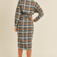 Mable Timeless in Plaid Flannel Front Tie Button Down Shirt Dress