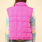 VERY J In Puffer Haven Zip Up Puffer Padded Warm Vest in Fuchsia
