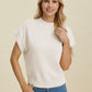 Double Take Lovely Day Mock Neck Short Sleeve Sweater