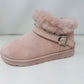 WILD DIVA Faux Fur and Fabulous Faux-Fur Buckle Round Toe Booties in Light Pink