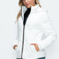 How Dare U Embrace The Chill Pocketed Zip Up Puffer Jacket with Removable Hood in White