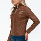 YMI Hooded and Happy Removable Faux Layered Multi-Pocket Jacket with Fuzzy Hood in Rust