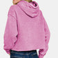 Zenana My Happy Place Acid Wash Fleece Cropped Hoodie in Mauve